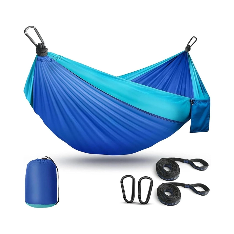 HAMACA COMPACTA AZUL + SET PICNIC CUBIERTOS KIT CAMPING - 2