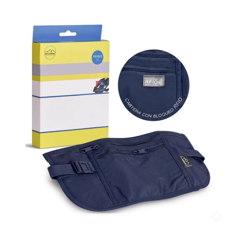KIT VIAJE BANANO RIÑONERA AZUL + ADAPTADOR ENCHUFE UNIVERSAL USB PRO OUTDOOR - 3