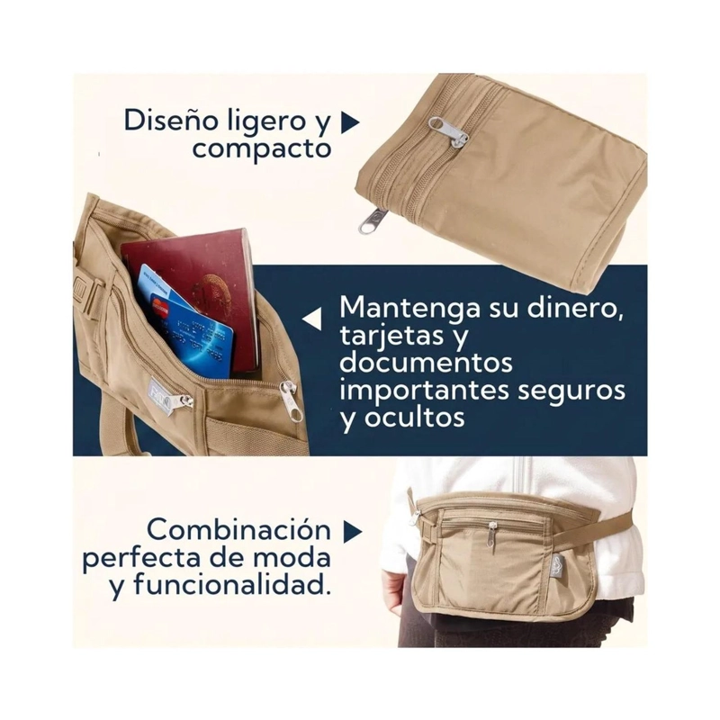 KIT VIAJE BANANO RIÑONERA BEIGE + ADAPTADOR ENCHUFE UNIVERSAL USB PRO OUTDOOR - 5