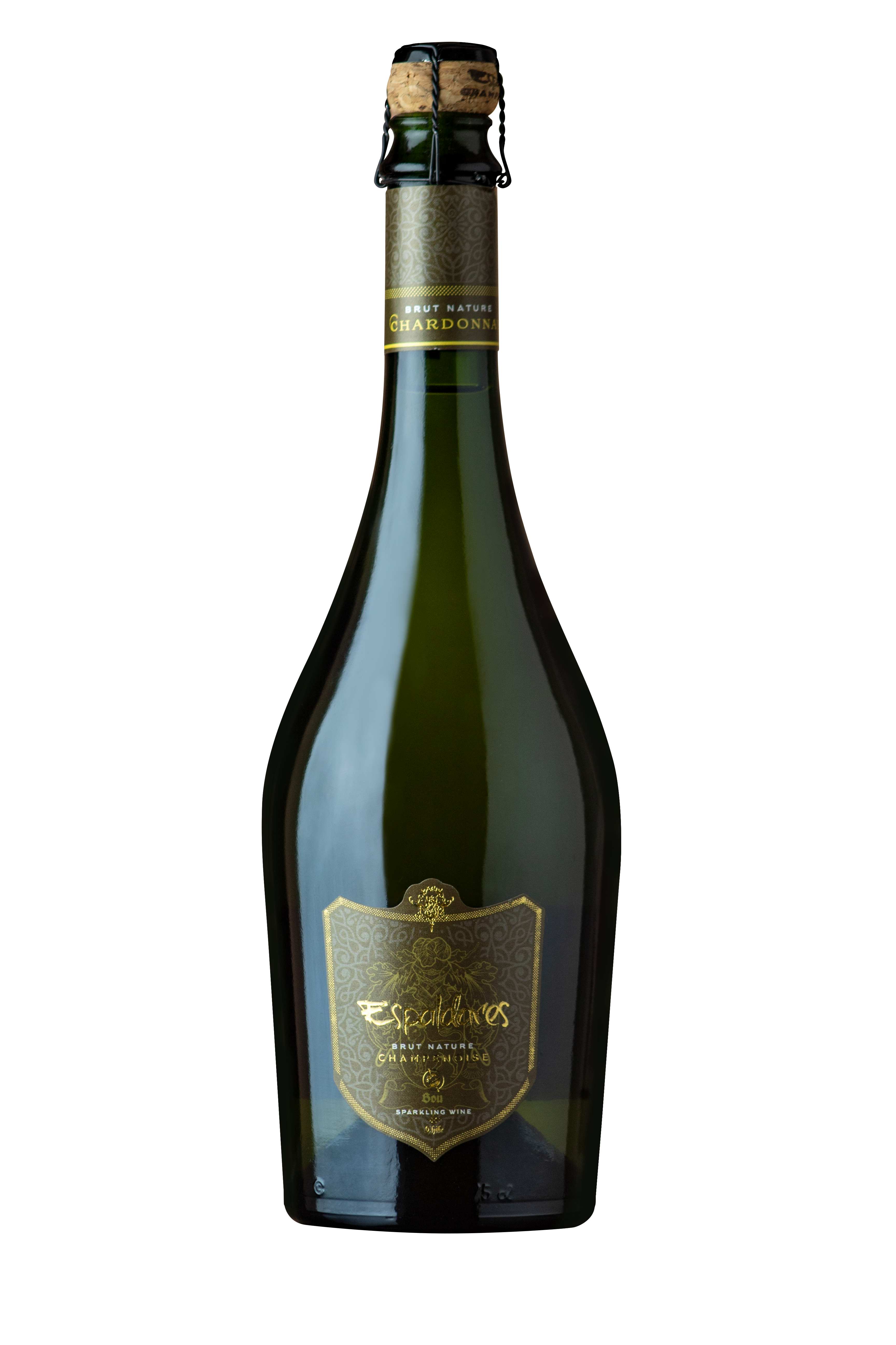 PACK VINO ESPUMANTE ESPALDARES CHARDONNAY BRUT NATURE + DOS COPAS DE CRISTAL, METODO TRADICIONAL CHAMPENOISSE - 2