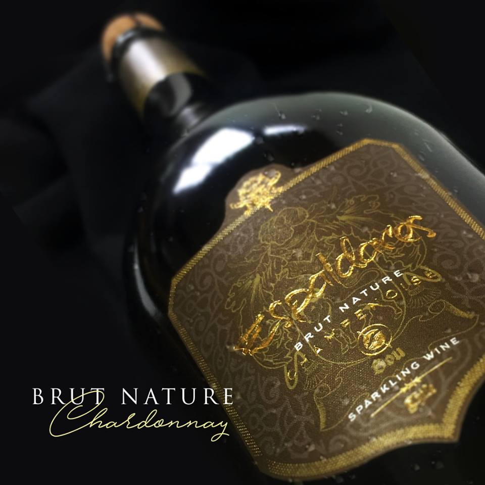 PACK VINO ESPUMANTE ESPALDARES CHARDONNAY BRUT NATURE + DOS COPAS DE CRISTAL, METODO TRADICIONAL CHAMPENOISSE - 3