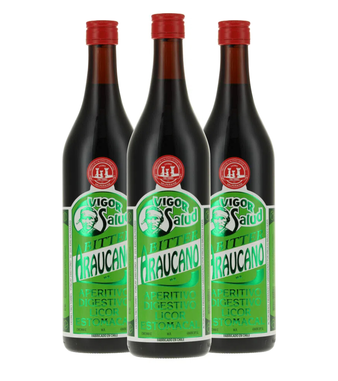 PACK X 3 LICOR BITTER ARAUCANO 900 ML 28° ALC - 1