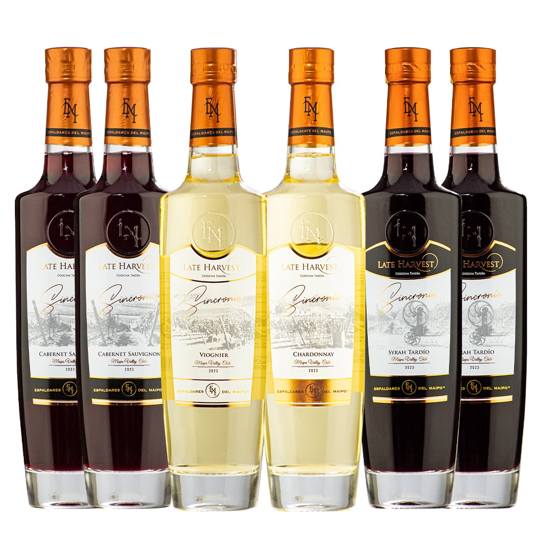 VINO BLANCO LATE HARVEST ESPALDARES DEL MAIPO CAJA BOTELLA VIDRIO 405 ML 6 UN MIX - 1