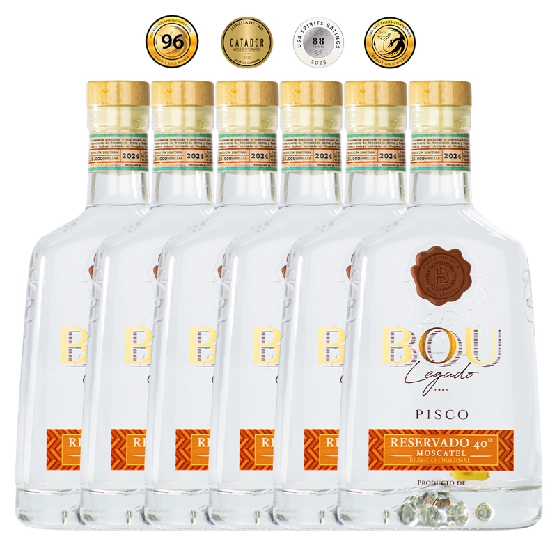 CAJA X 6 PISCOS BOU LEGADO BLANCO ORIGINAL 40º - 1