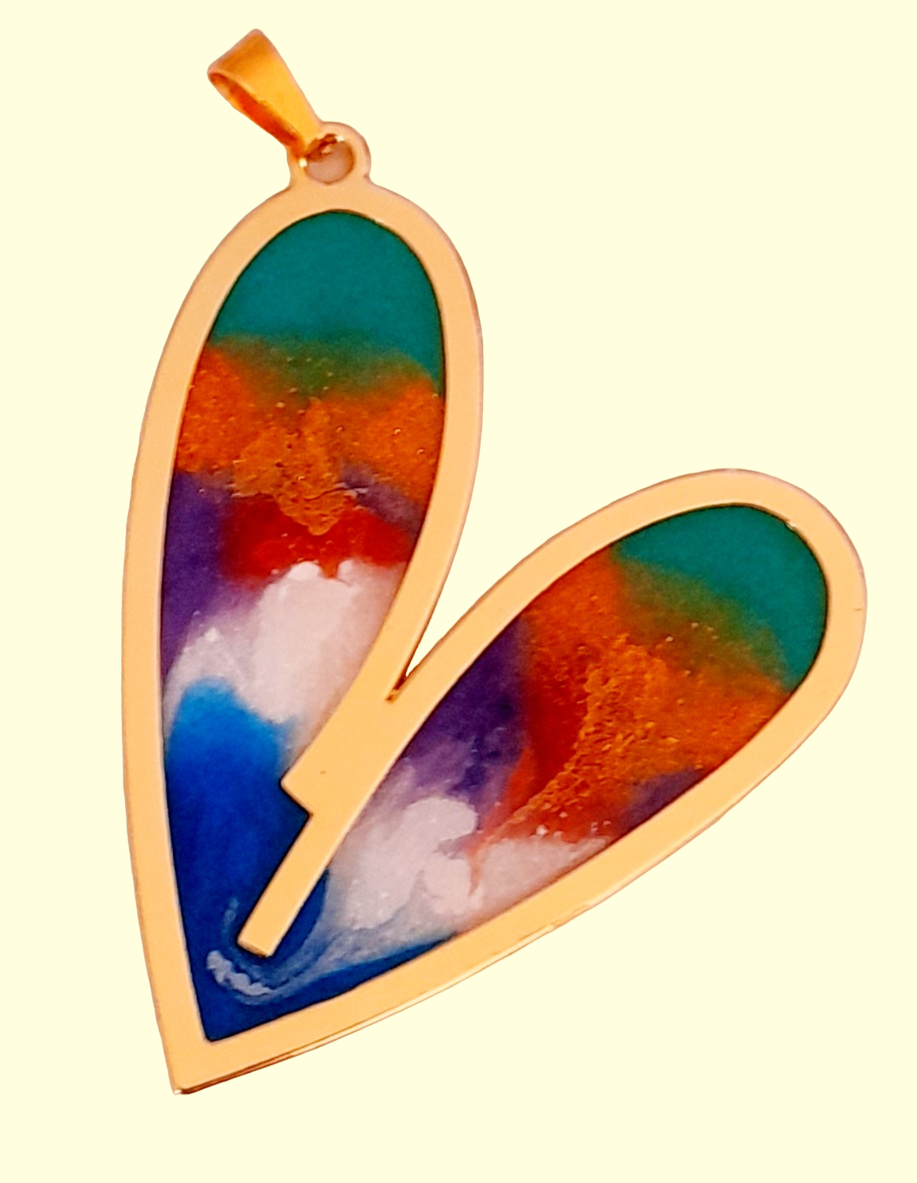 COLGANTE CATHALIFAUDJOYAS CORAZON MULTICOLOR RESINA - 1