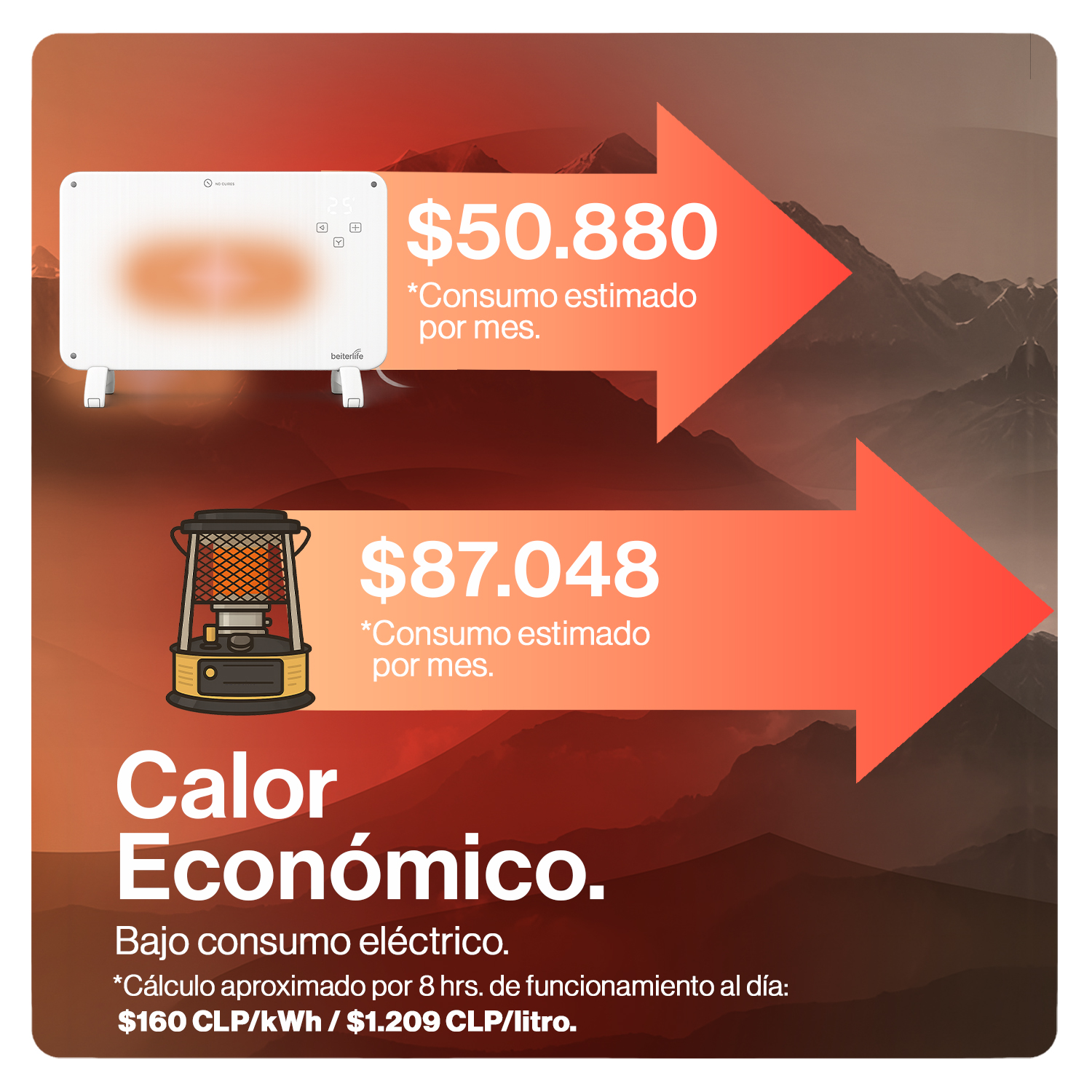 CALEFACTOR MURAL DE CRISTAL WI-FI 2000W BETTERLIFE BLCV2000W - 7