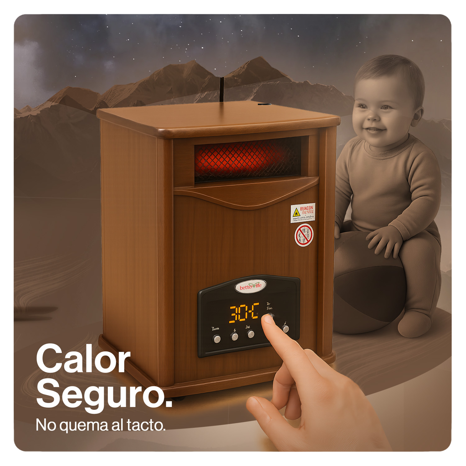ESTUFA ELÉCTRICA INFRARROJA MADERA UV 70 m2 WIFI - 4