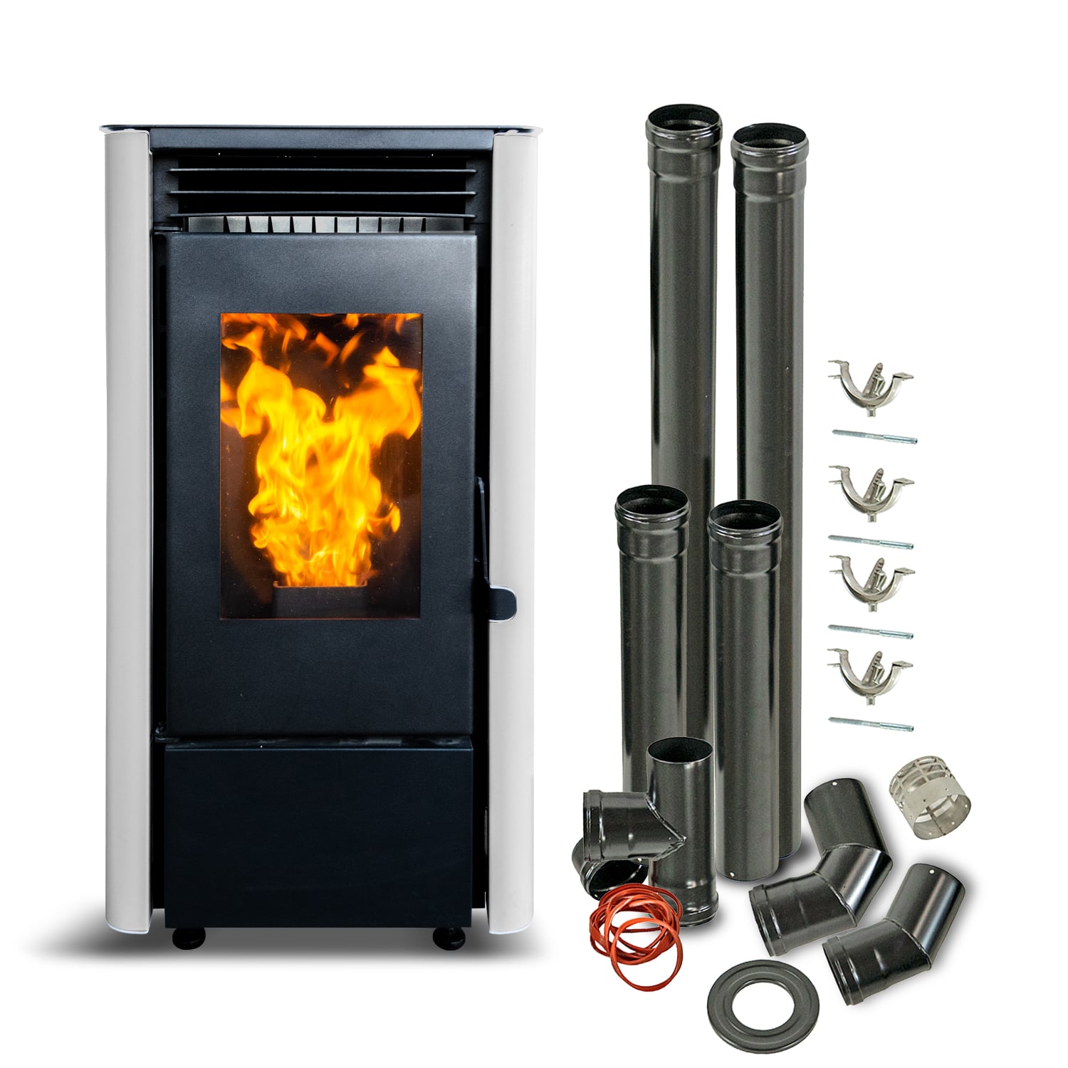 BETTERLIFE ESTUFA PELLET 9,5 KW 160 M2 WIFI + KIT DE INSTALACIÓN