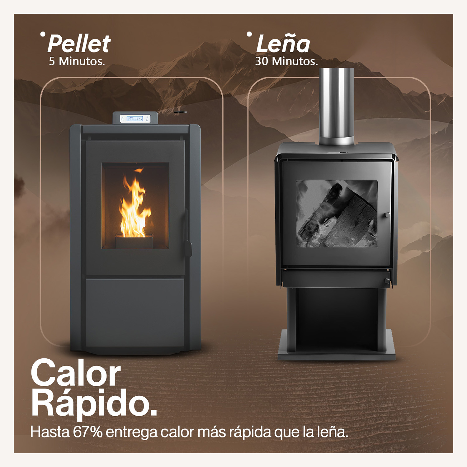 ESTUFA PELLET 6,2 KW 100 M2 WIFI + KIT DE INSTALACIÓN - 3