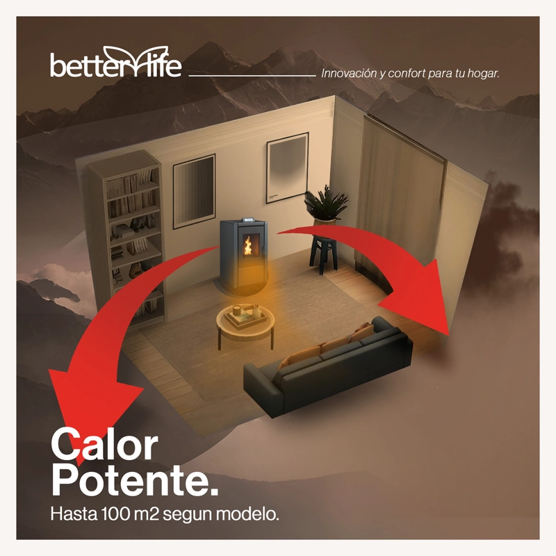 ESTUFA PELLET 6,2 KW 100 M2 WIFI BETTERLIFE - 4