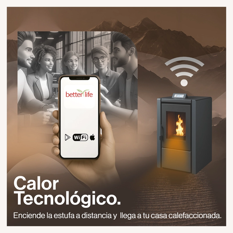 ESTUFA PELLET 6,2 KW 100 M2 WIFI BETTERLIFE - 7