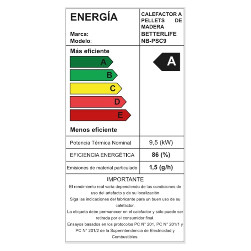 ESTUFA PELLET 9,5 KW 160 M2 WIFI BETTERLIFE - 3