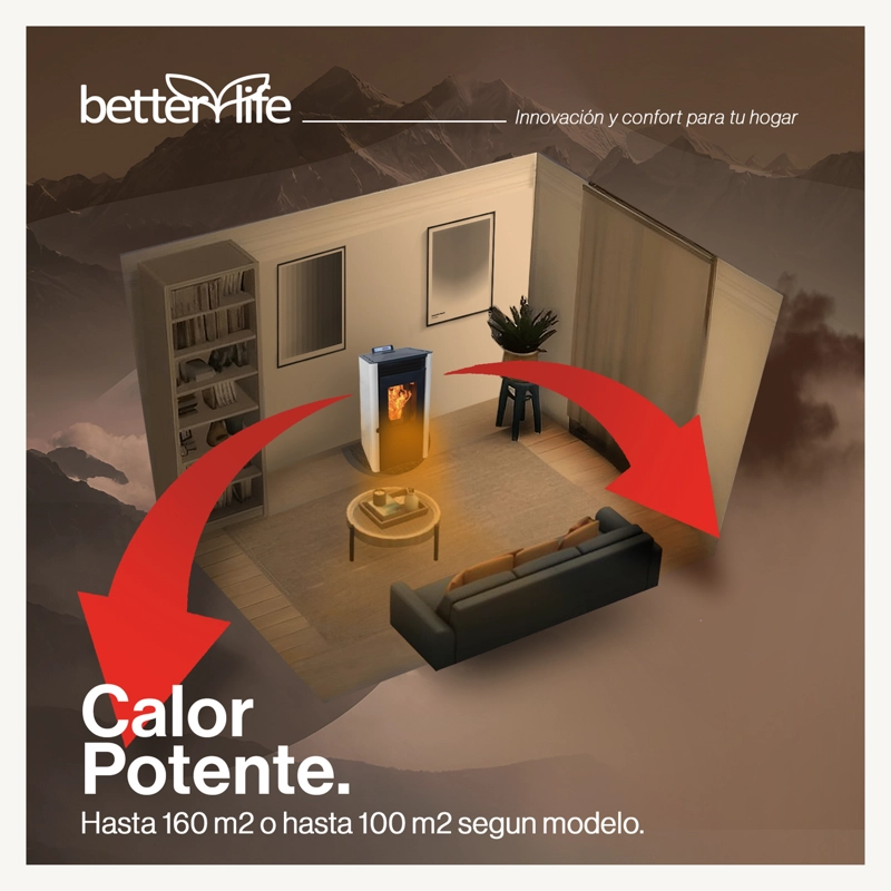 ESTUFA PELLET 9,5 KW 160 M2 WIFI BETTERLIFE - 4