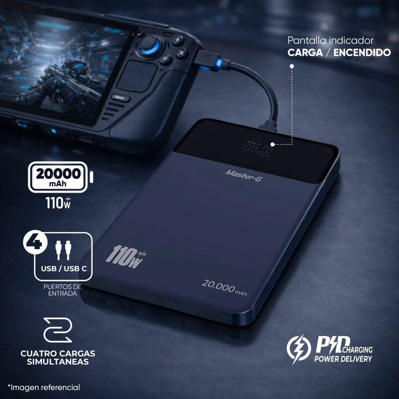 CARGADOR SLIM PORTATIL NOTEBOOK 20000MAH 110W PD MASTER-G - 2