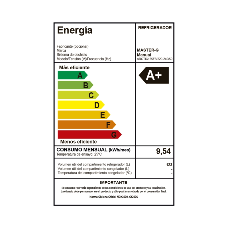 FRIGOBAR 155 LITROS ARCTIC155FB GRIS MASTER-G - 4