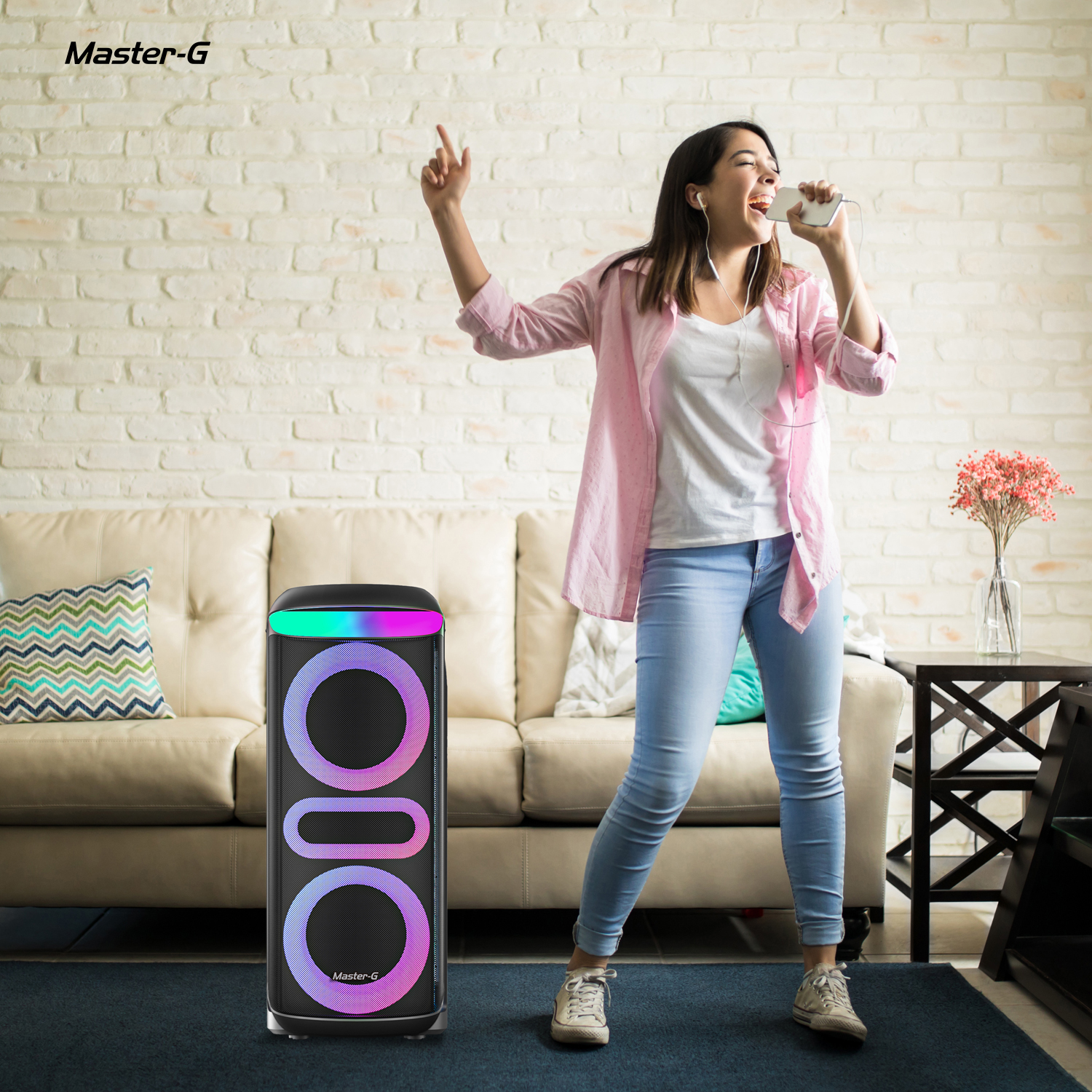 PARLANTE KARAOKE BLUETOOTH 8” X2 CON MICROFONO MGZEUS - 5