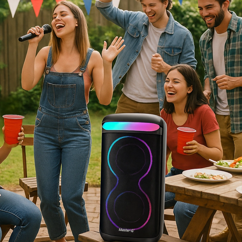 PARLANTE BLUETOOTH KARAOKE CHAMPION 6,5” X2 CON MICROFONO - 5