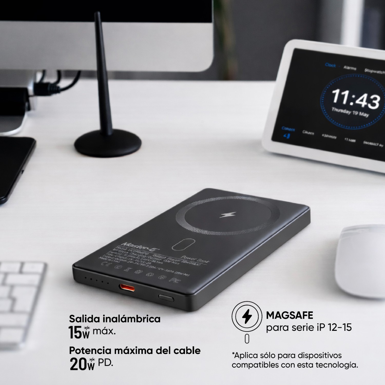 CARGADOR INALAMBRICO MAGSAFE 10.000MAH COMPATIBLE CON IPHONE - 3