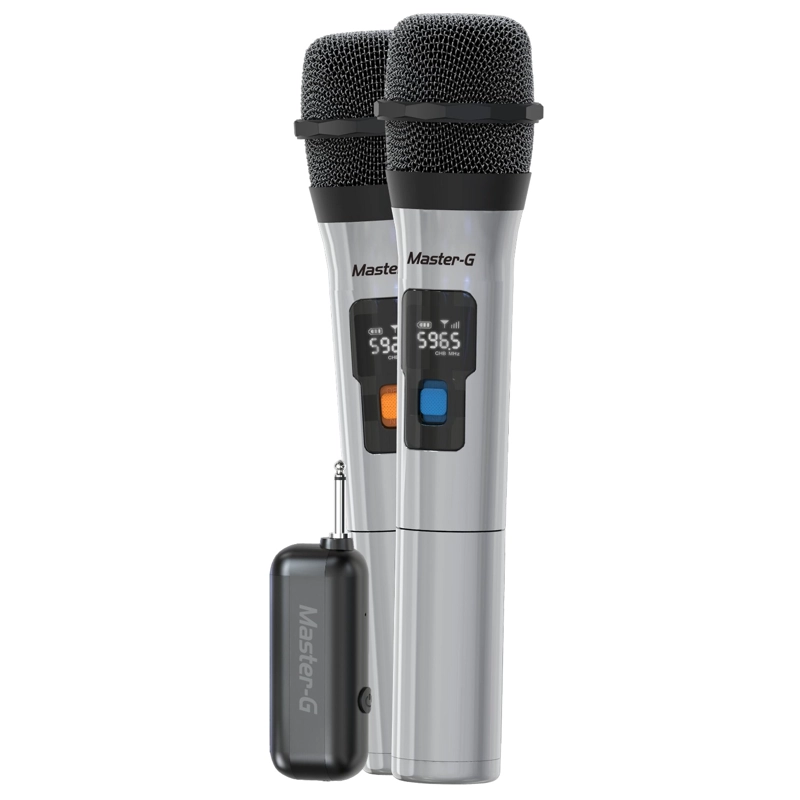 PAR DE MICROFONOS INALAMBRICOS CON RECEPTOR UHF MASTER-G - 1