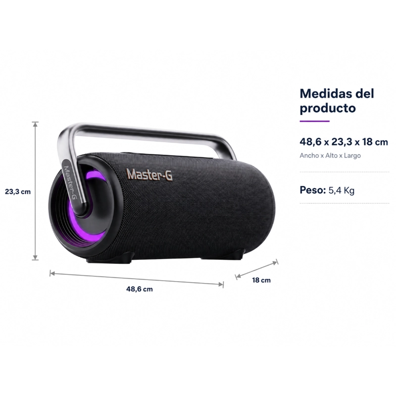 PARLANTE BLUETOOTH 5.3 IPX6 110W 5,25' SOUNDBOXPLUS MASTER-G - 3