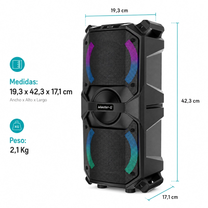 PARLANTE BLUETOOTH KARAOKE MINI LUXOR 4” X2 MICROFONO - 3