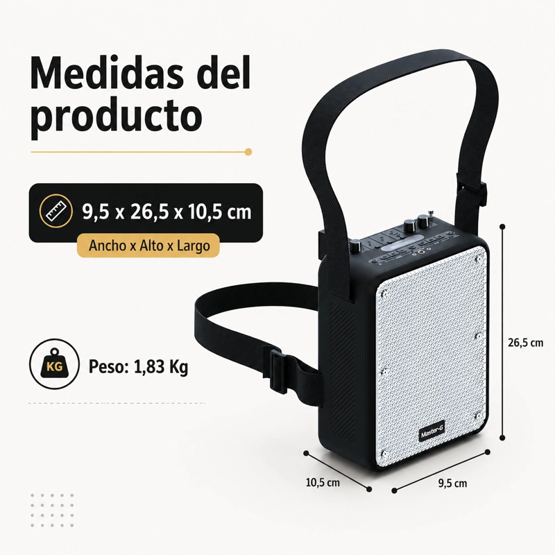 PARLANTE BLUETOOTH 5.3 KARAOKE 5,25” MGFREESTYLE MASTER-G - 4