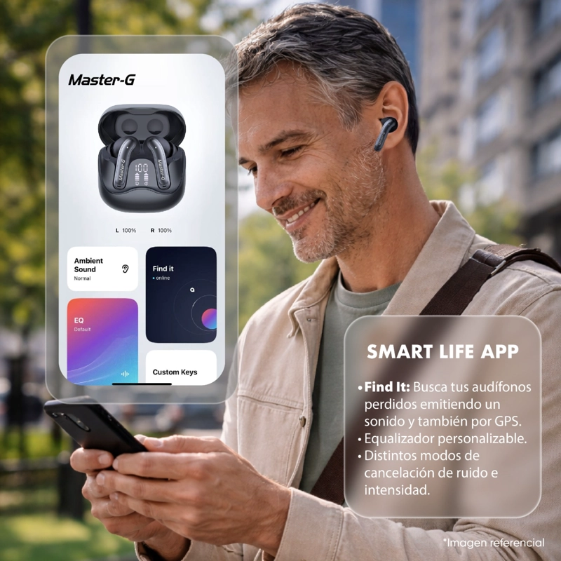AUDIFONOS BLUETOOTH IN EAR TWS ANC CON APP BUDS60B MASTER-G - 5