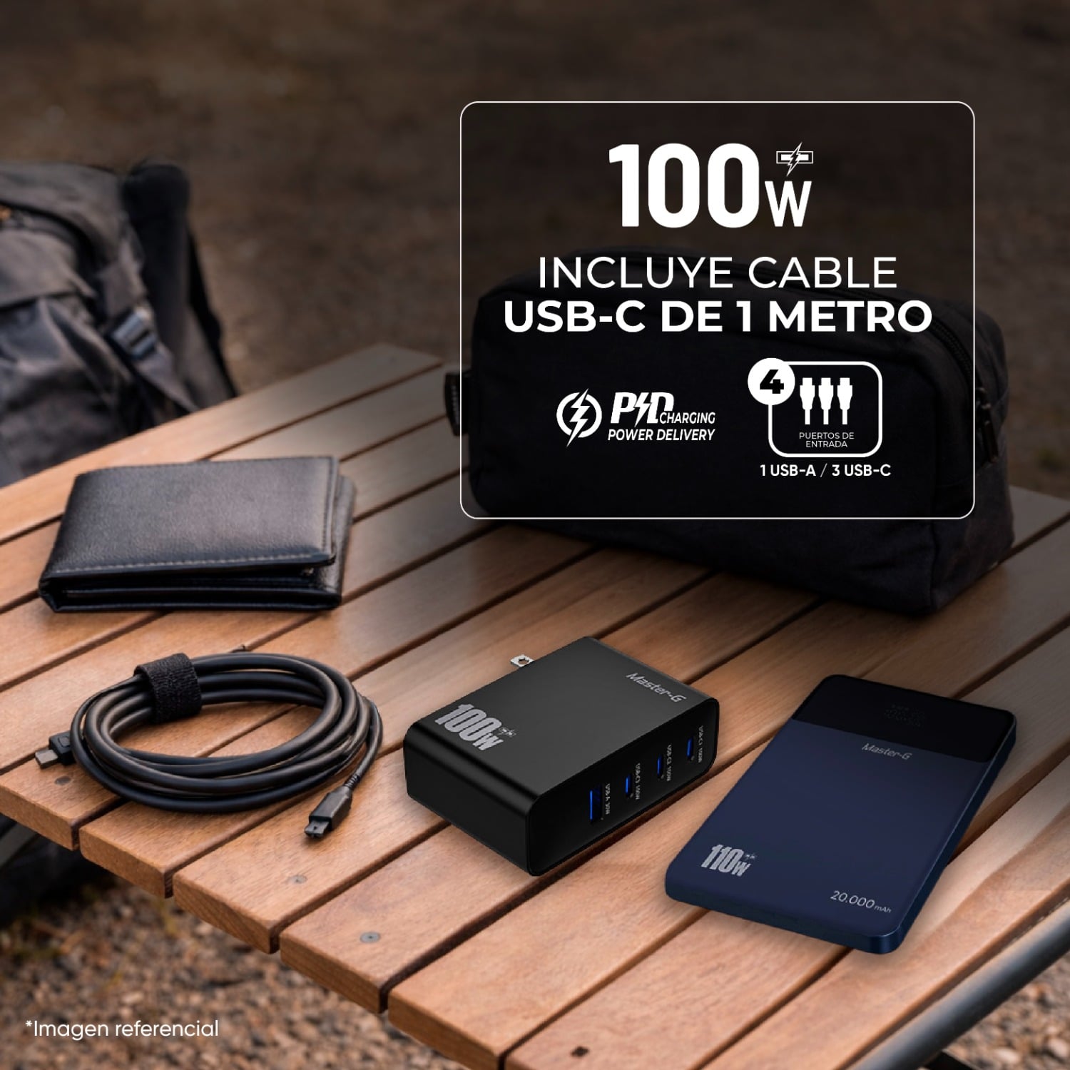 CARGADOR PORTATIL UNIVERSAL 100W + CABLE USB-C MASTER-G - 3