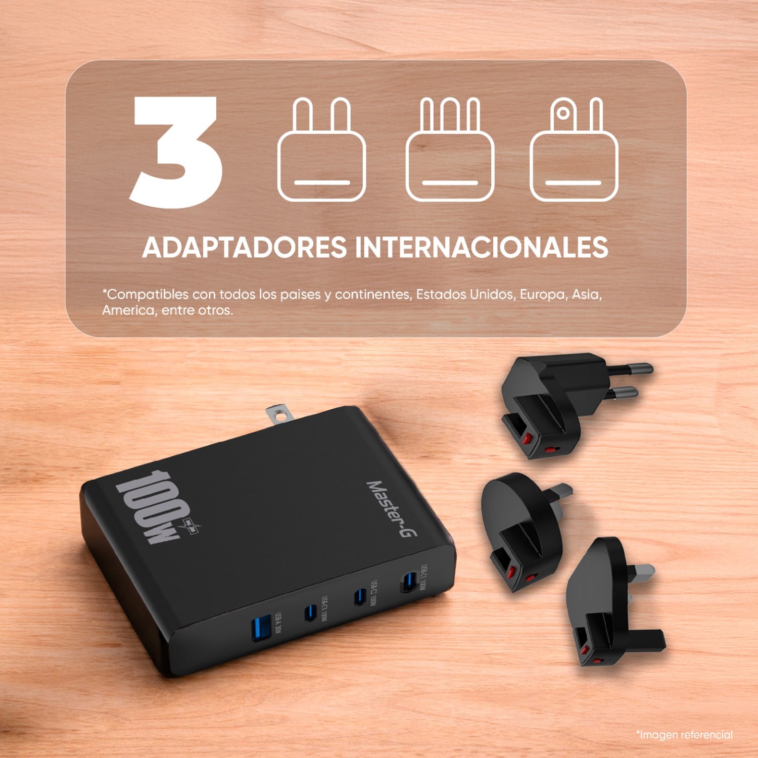 CARGADOR PORTATIL UNIVERSAL 100W + CABLE USB-C MASTER-G - 4