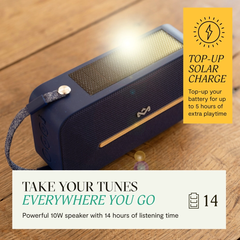 PARLANTE BLUETOOTH 5.3 WATERPROOF RISE UP SOLAR AZUL MARLEY - 2