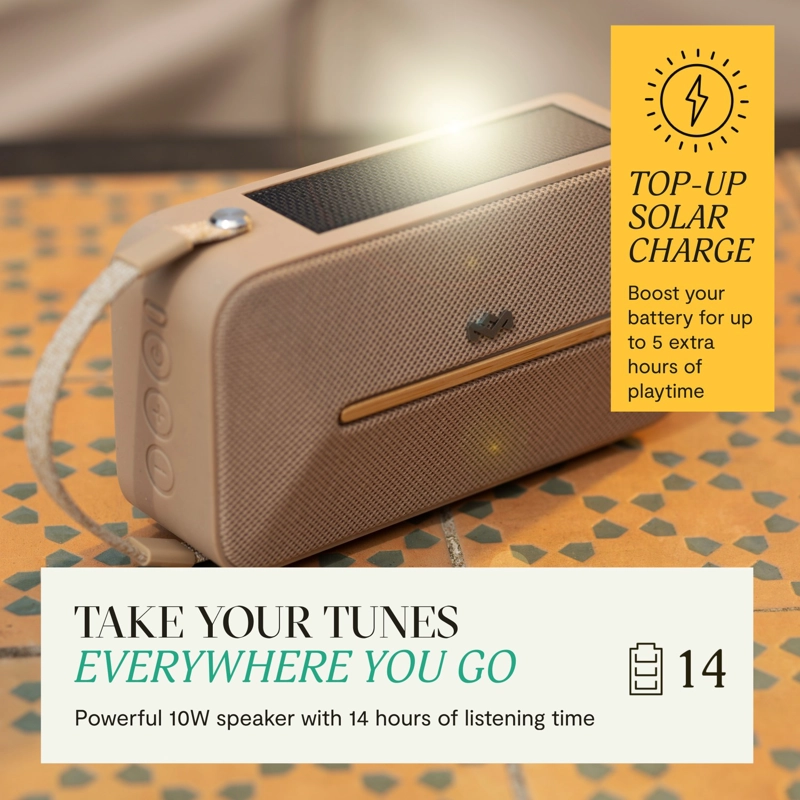 PARLANTE BLUETOOTH 5.3 WATERPROOF RISE UP SOLAR CREAM MARLEY - 3