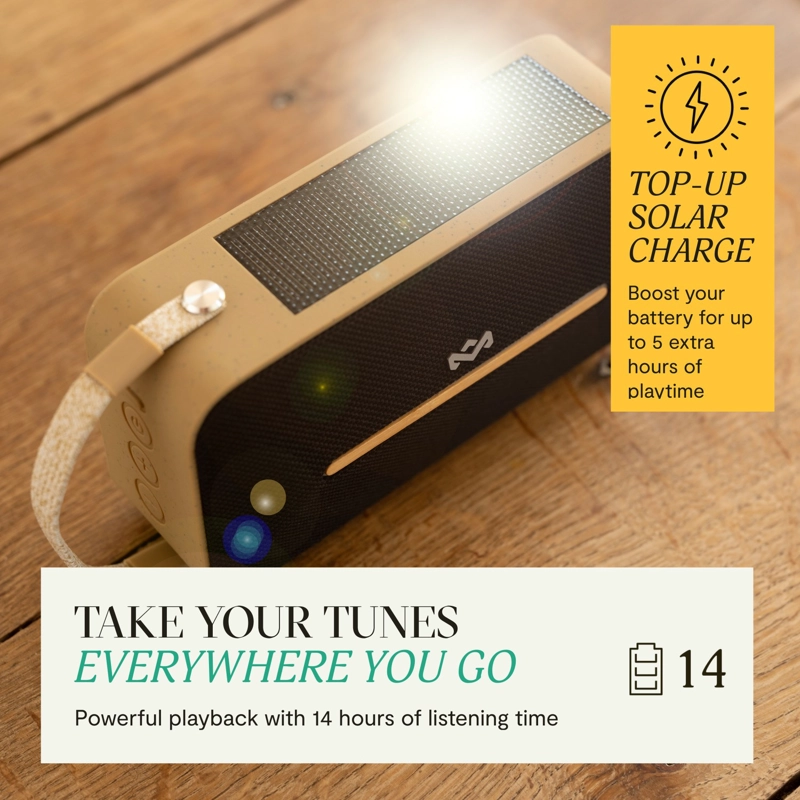 PARLANTE BLUETOOTH 5.3 WATERPROOF RISE UP SOLAR NEGRO MARLEY - 2