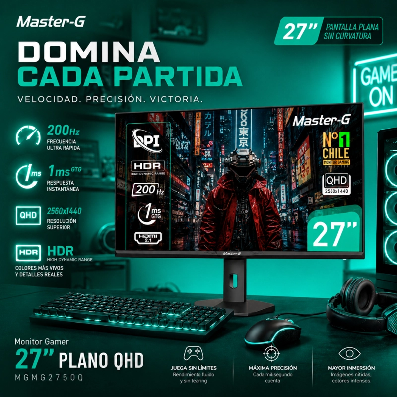 MONITOR GAMER 27' QHD IPS PIVOTE 90 200HZ 1MS MGMG2750Q - 5