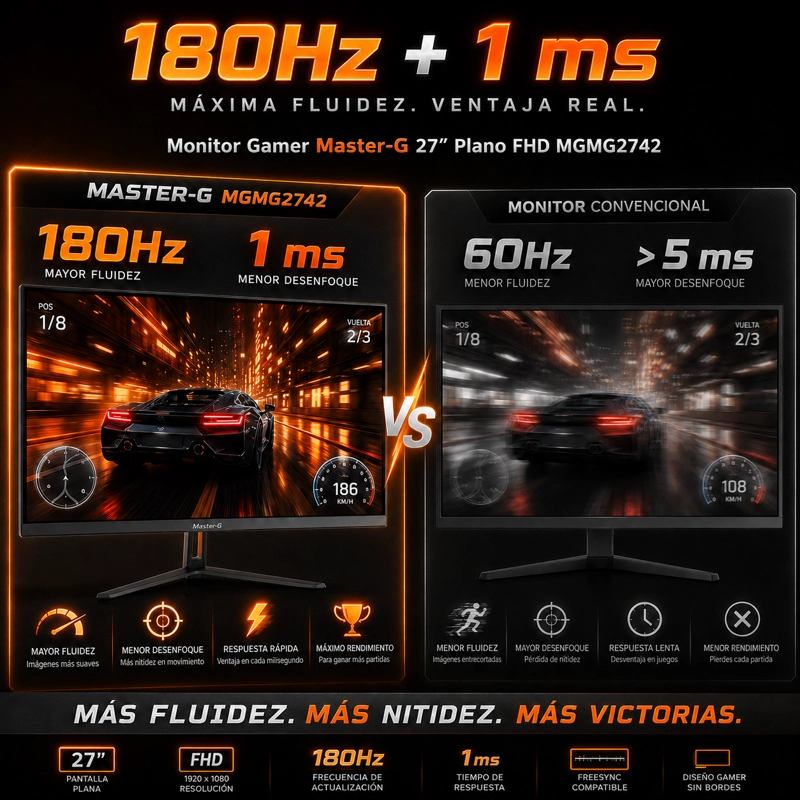 MONITOR GAMER 27' FHD IPS HDR 180HZ 1MS MGMG2742 MASTER-G - 3