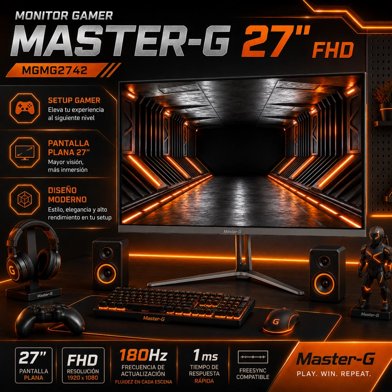 MONITOR GAMER 27' FHD IPS HDR 180HZ 1MS MGMG2742 MASTER-G - 4