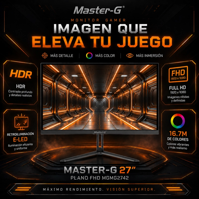 MONITOR GAMER 27' FHD IPS HDR 180HZ 1MS MGMG2742 MASTER-G - 5