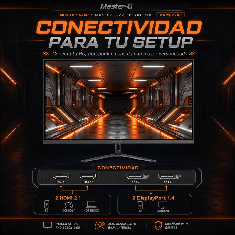 MONITOR GAMER 27' FHD IPS HDR 180HZ 1MS MGMG2742 MASTER-G - 6