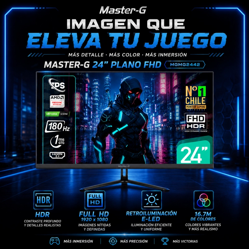 MONITOR GAMER 24' FHD IPS HDR 180HZ 1MS MGMG2442 MASTER-G - 3