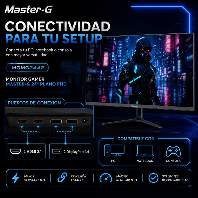 MONITOR GAMER 24' FHD IPS HDR 180HZ 1MS MGMG2442 MASTER-G - 5