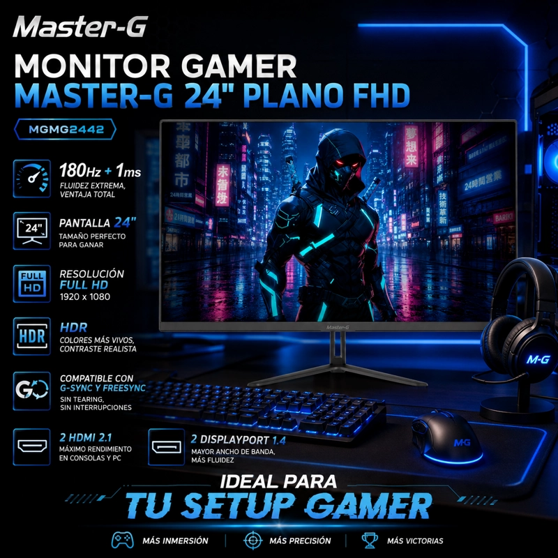 MONITOR GAMER 24' FHD IPS HDR 180HZ 1MS MGMG2442 MASTER-G - 6