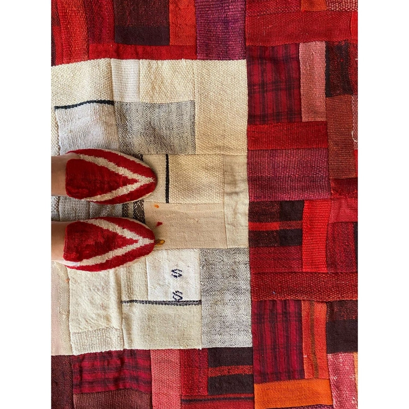 ALFOMBRA TURKUAZ KILIM PATCHWORK BEIGE ROJO - 3