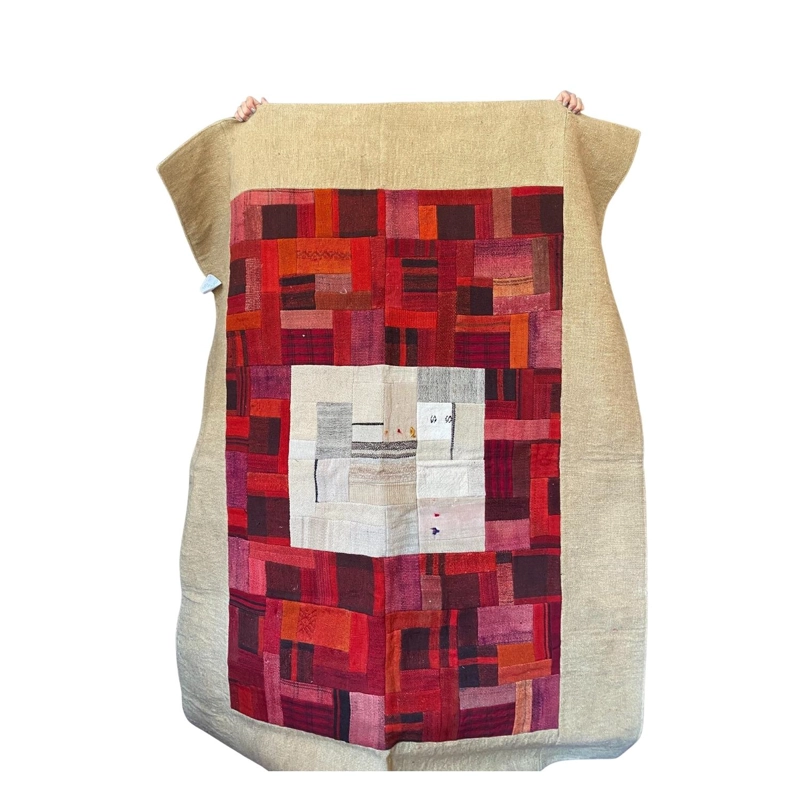 ALFOMBRA TURKUAZ KILIM PATCHWORK BEIGE ROJO - 4