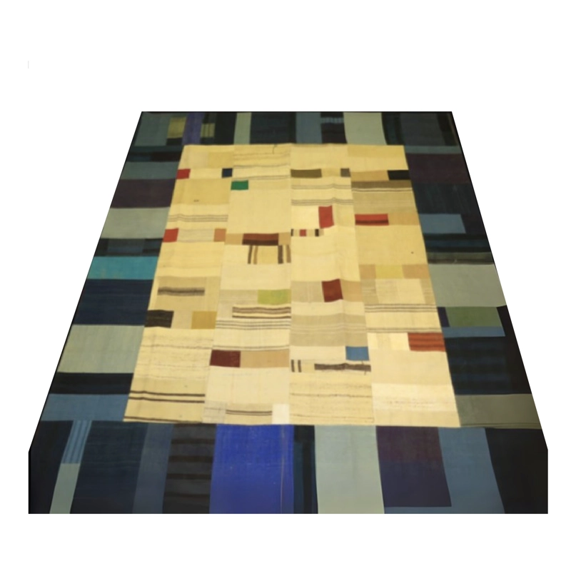 ALFOMBRA TURKUAZ KILIM PATCHWORK AZUL BEIGE - 1