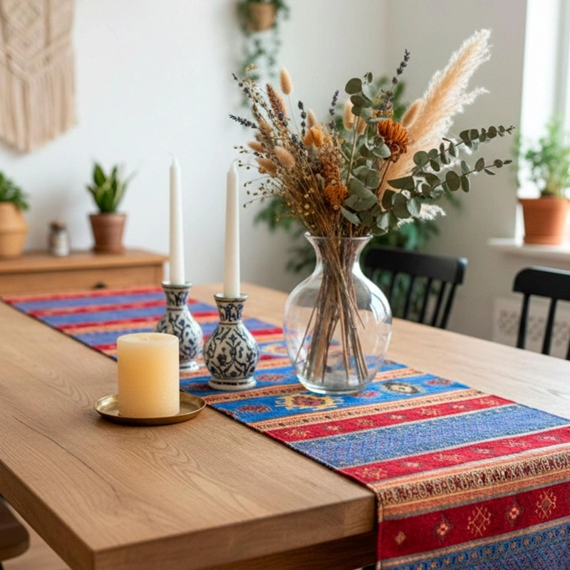 CAMINO DE MESA 2 M KILIM AZUL Y ROJO - 2