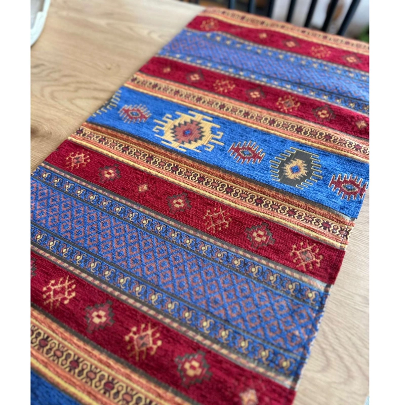 CAMINO DE MESA 2 M KILIM AZUL Y ROJO - 3