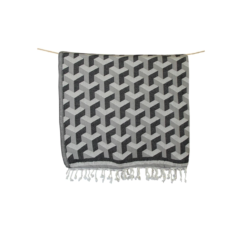 TOALLA TURCA DE ALGODON FETHIYE GRIS 1 M X 2,05 M - 1