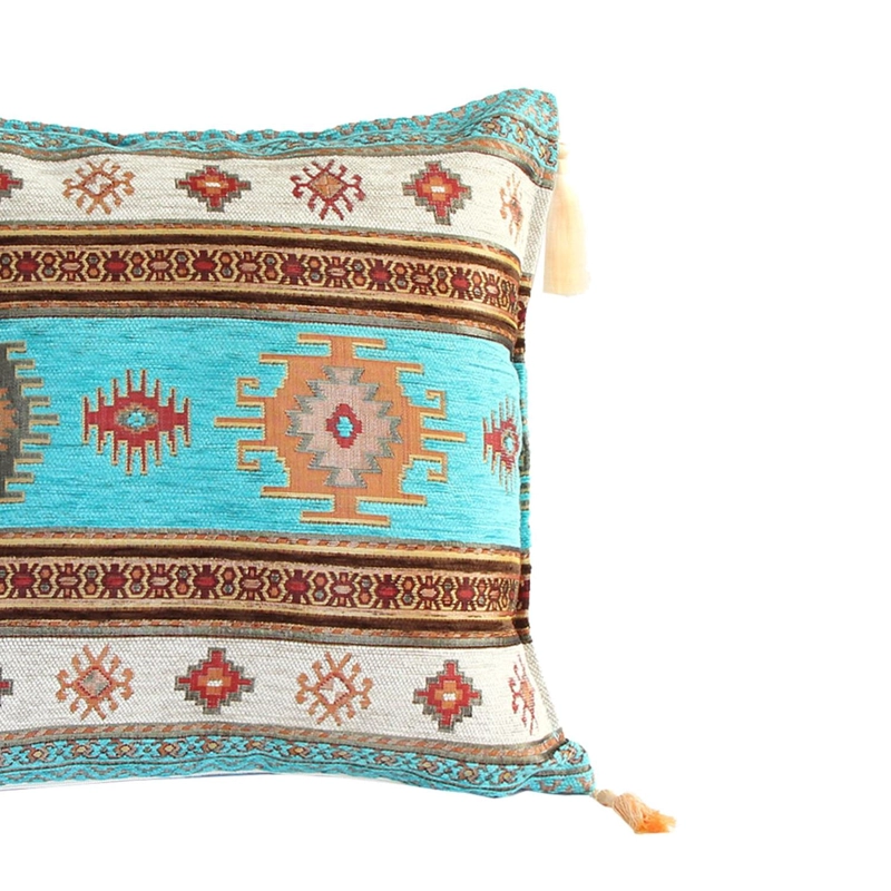 COJIN TURCO 44X44 KILIM TURQUESA Y BLANCO - 5