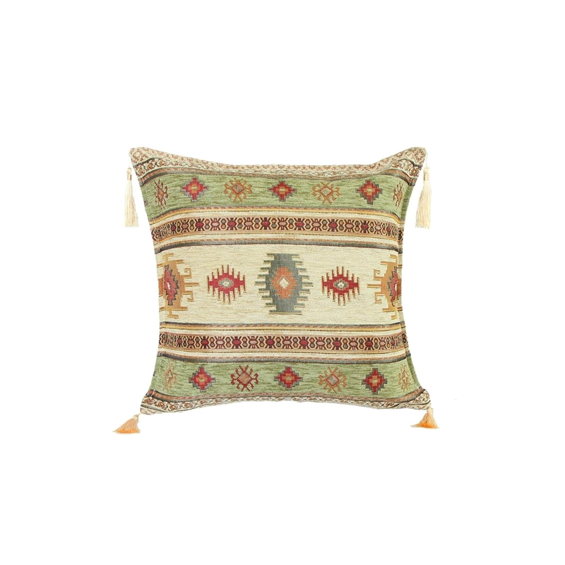 COJIN TURCO 44X44 KILIM BEIGE Y VERDE - 1