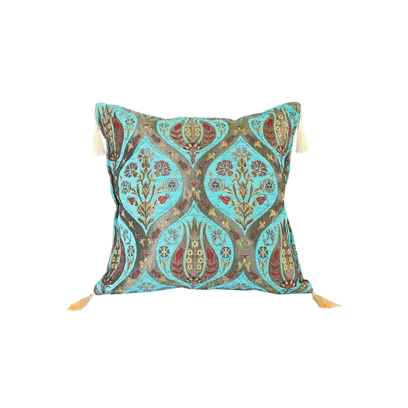 COJIN TURCO 44X44 TULIPANES TURQUESA - 1
