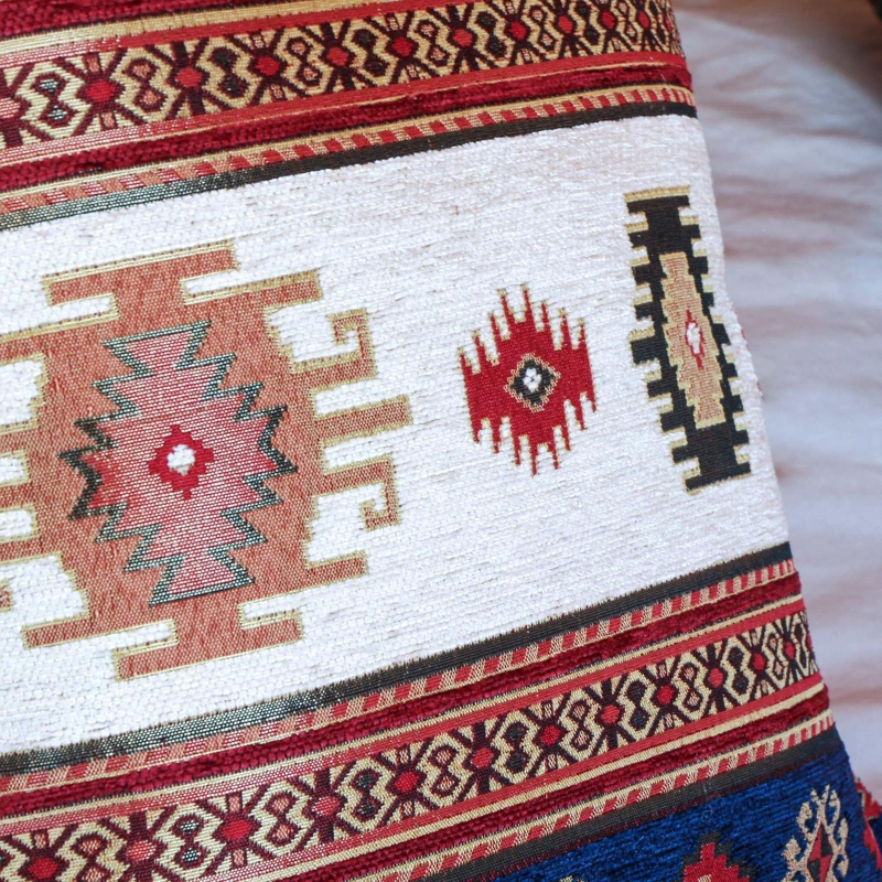 COJÍN TURKUAZ TURCO KILIM 42 X 42 CM BLANCO AZUL - 2